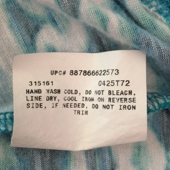 AB Studio Blue, Aqua, Green, Black and White Flutter Sleeve Top - size Small - Picture 10 of 11